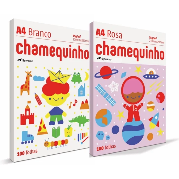 Kit Chamequinho Branco 100 folhas + Chamequinho Rosa 100 folhas