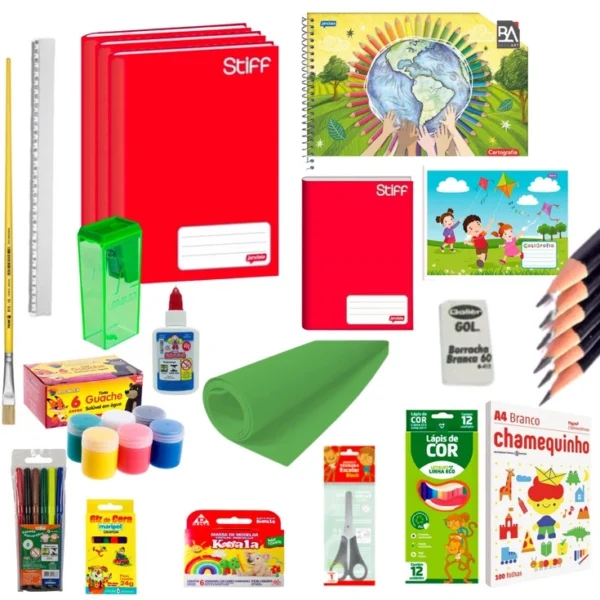 Kit lista de material escolar ensino fundamental 18 itens